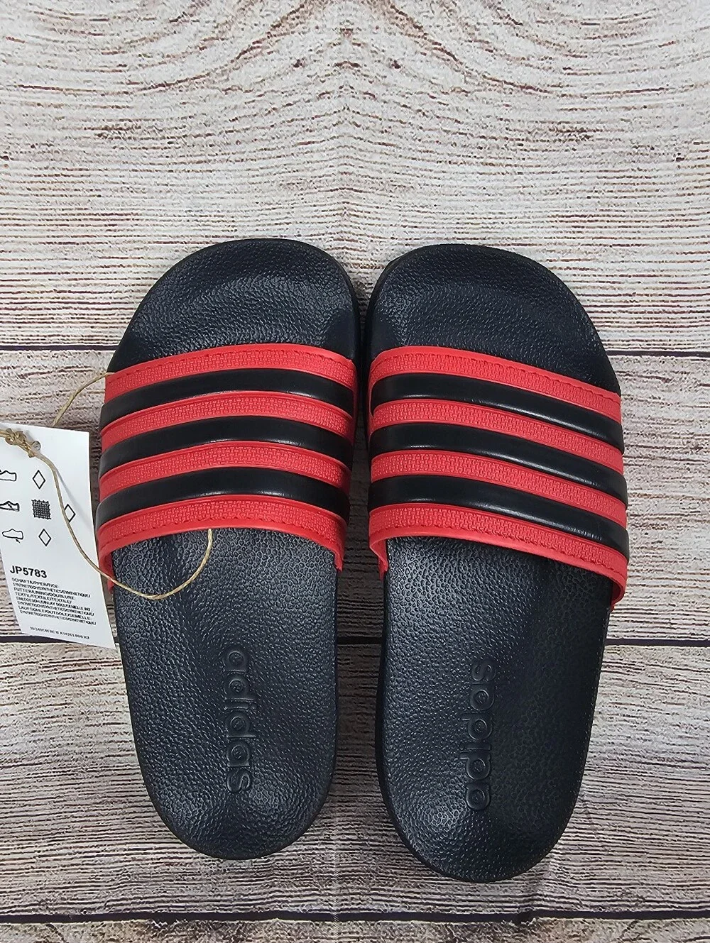 Adidas ADILETTE SHOWER K Unisex Kids Black Red Slides Sandals NEW